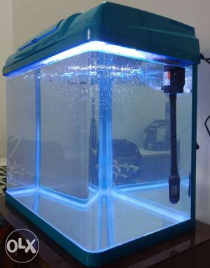 Moulded aquarium with filter and light