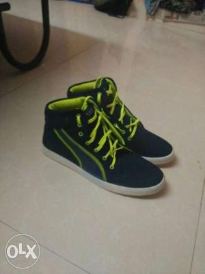 Neon Green-and-black High Top Sneakers