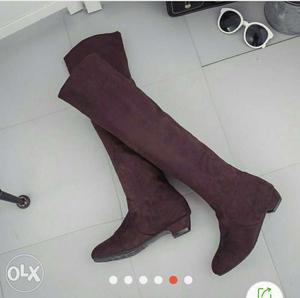 Pair Of brown Suede Thigh-high Boots size 5