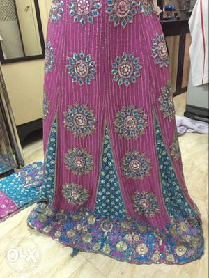 Pink and Blue Sharara (Lehanga)