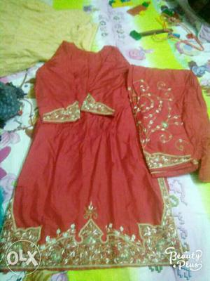 Pure silk red color bridal suit worth  actual