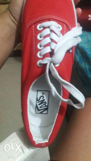 Red And White Vans Era Sneaker