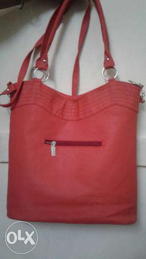 Red Leather 2-way Handbag