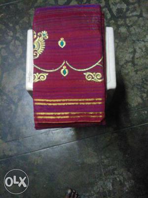 Red, Yellow, And Purple Striped Floral Dupatta Scarf