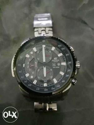 Round Black Bezel Edifice Chronograph Watch With