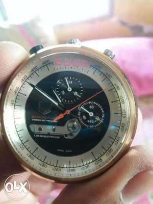 Round Silver-colored Chronograph Watch