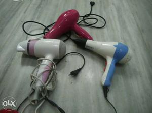 Three Red And White Cordless Hair Dryer