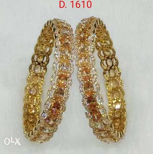 Two Gold-colored Beaded Bangles