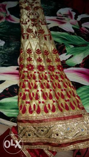 Women's Gold And Red Ghagra Choli