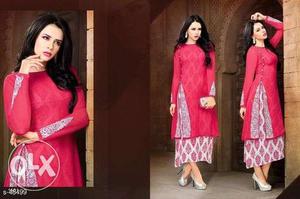 Women's Red And Pink Long-sleeved Dress Collag