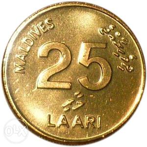 25 laari in gold coin very old type coin