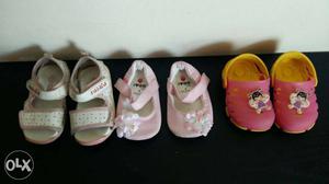 3 pair of baby girls shoes for 1 year old who