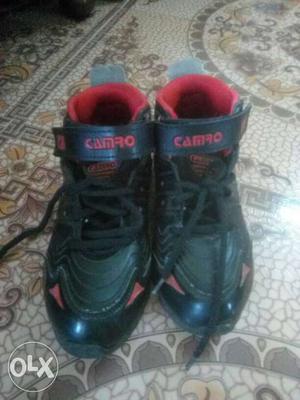 Black-and-red Camro Velcro Shoes No:4