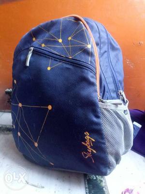 Blue Leather Backpack