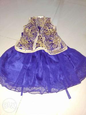 Blue baby frock with shrug