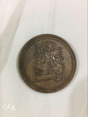 Heavy copper original coin 1 inch diameter with