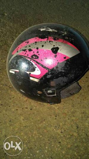 Pink, Black, And Gray Half-face Helmet