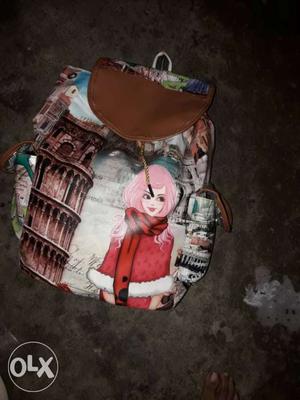 Pink color bag.tution bag