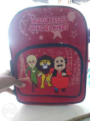 Red And Black Motu Patlu King Of Kinds Backpack