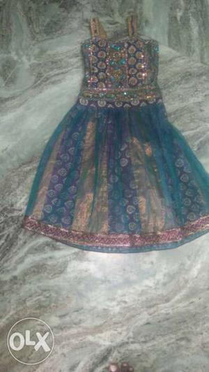 Sequin Blue And Brown Sari Traditional Dress
