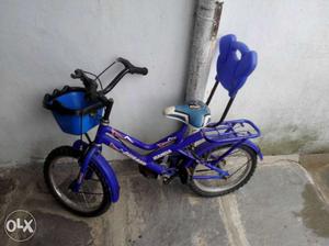 Toddler's Blue Bicycle, Backrest With Basket