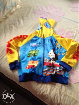 Toddler's Blue, Yellow, And Red Zip-up Hoodie