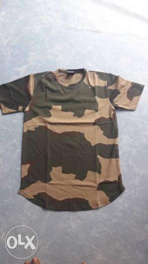 Toddler's Brown And Black Camo Crew-neck T-shirt
