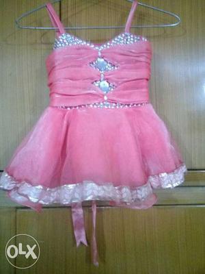 Toddler's Pink Spaghetti Strap Sleeveless Dress