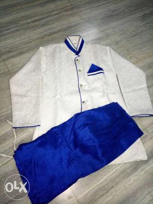 White n blue shervani for 7-8 year boy