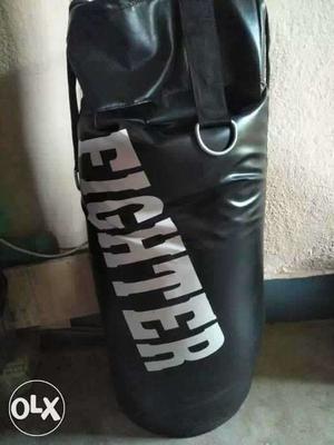 Black And White Leather Fighter Heavy Bag