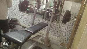 Black and Grey Leather heavy duty Utility Bench;