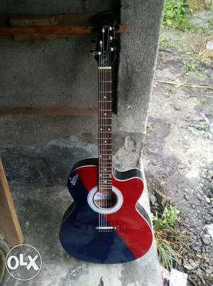 Black,blue And Red Cut-away Acoustic Guitar