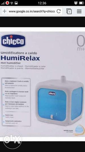 Blue And White Chicco HumiRelax Hot Humidifier