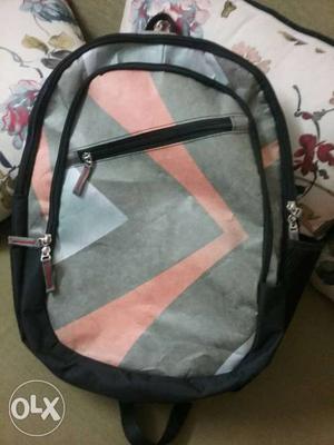 Gray, Brown And Black Backpack