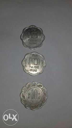 Indian different silver 10 paisa