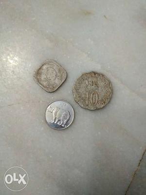 Old Silver Coins. 10 Paisa, 25 Paisa,5 Paisa