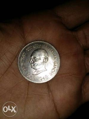 Round Silver Mahatma Gandhi Coin