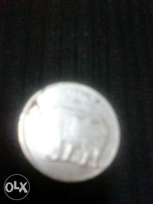 Round Silver Rhyno Emboss Coin