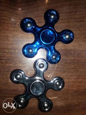 Silver And Blue Fidget Spinners