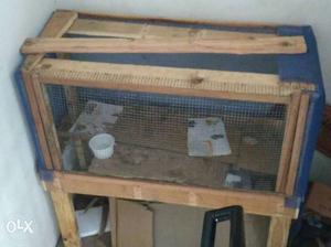 Brown And Blue Wooden Chicken Coop