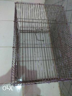 Gray Metal Folding Pet Cage