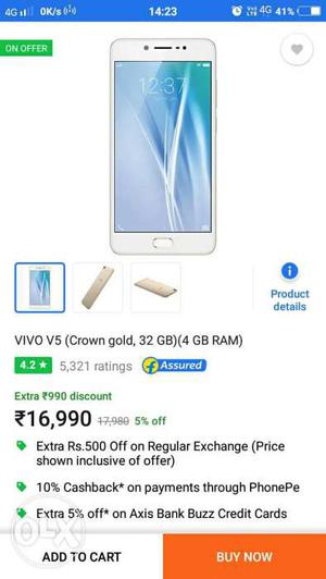 Vivo V5 in Perfect New condition. Date of