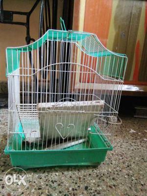 White And Green Bird Cage
