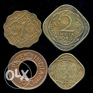 1 And 2 Indian Anna Coins
