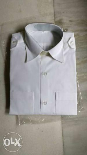 100% cotton white full sleeves services shirt.