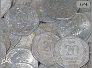 250 pcs 20 Paise Coins