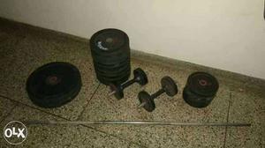 74 kg gym weight, 1 bench pres rod, 2 rubber grip doumble