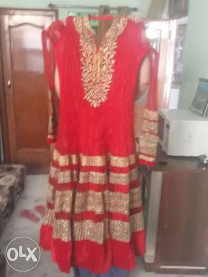 Anarkali suit with duppata and Pajami only wear 2 times