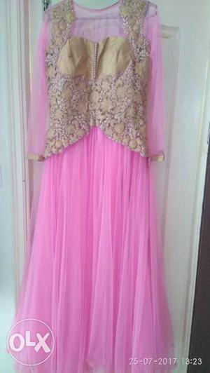 Beautiful, elegant baby pink colour gown for