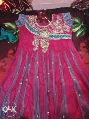 Beautiful pink colored ready-made suit with pink